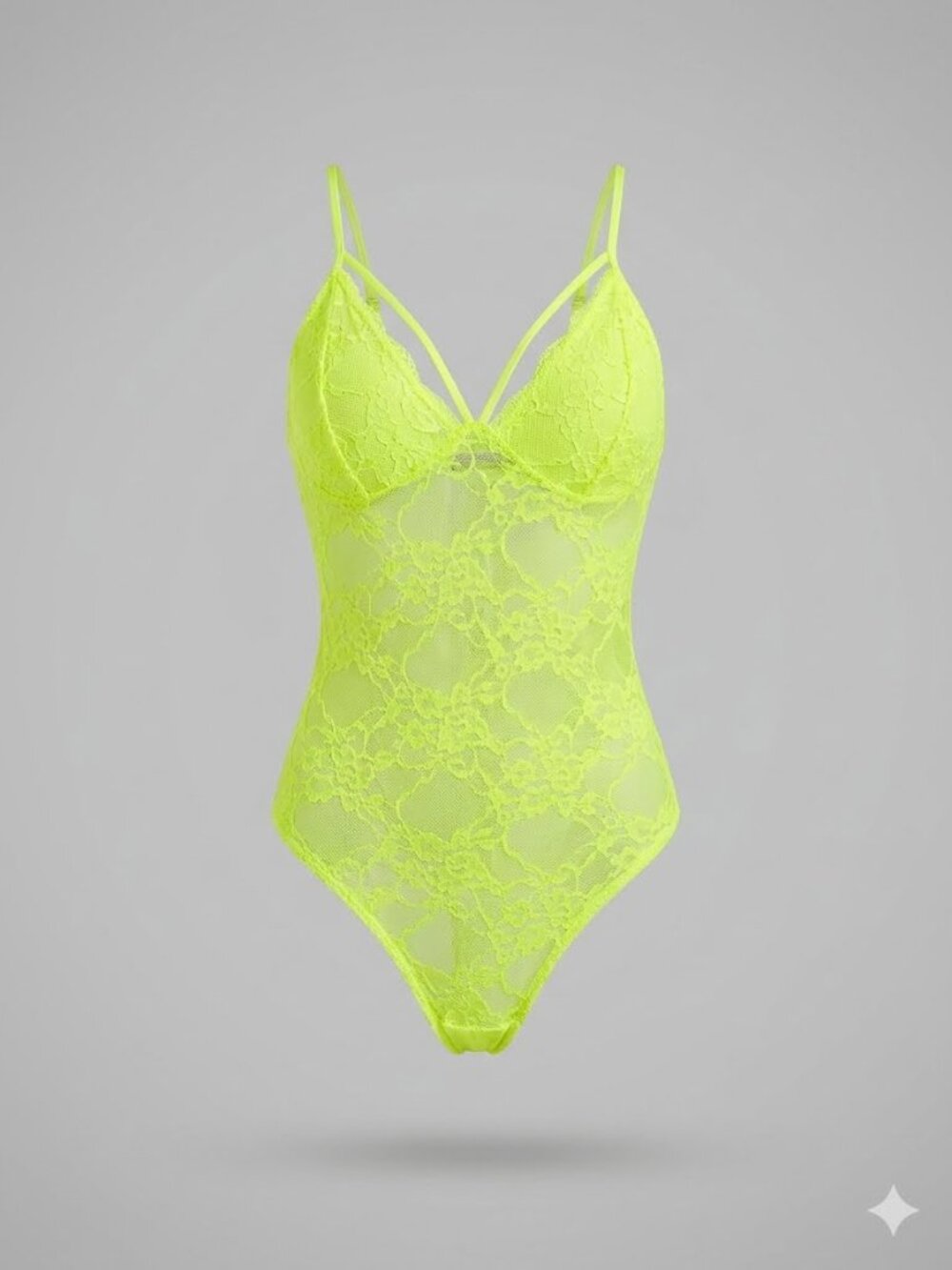 Neon Yellow/Green Lace Bodysuit - Women's Intimates